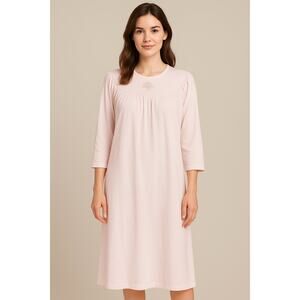 The Vermont Country Store Long Sleeve Cotton Nightgown Pale Pink Size XS